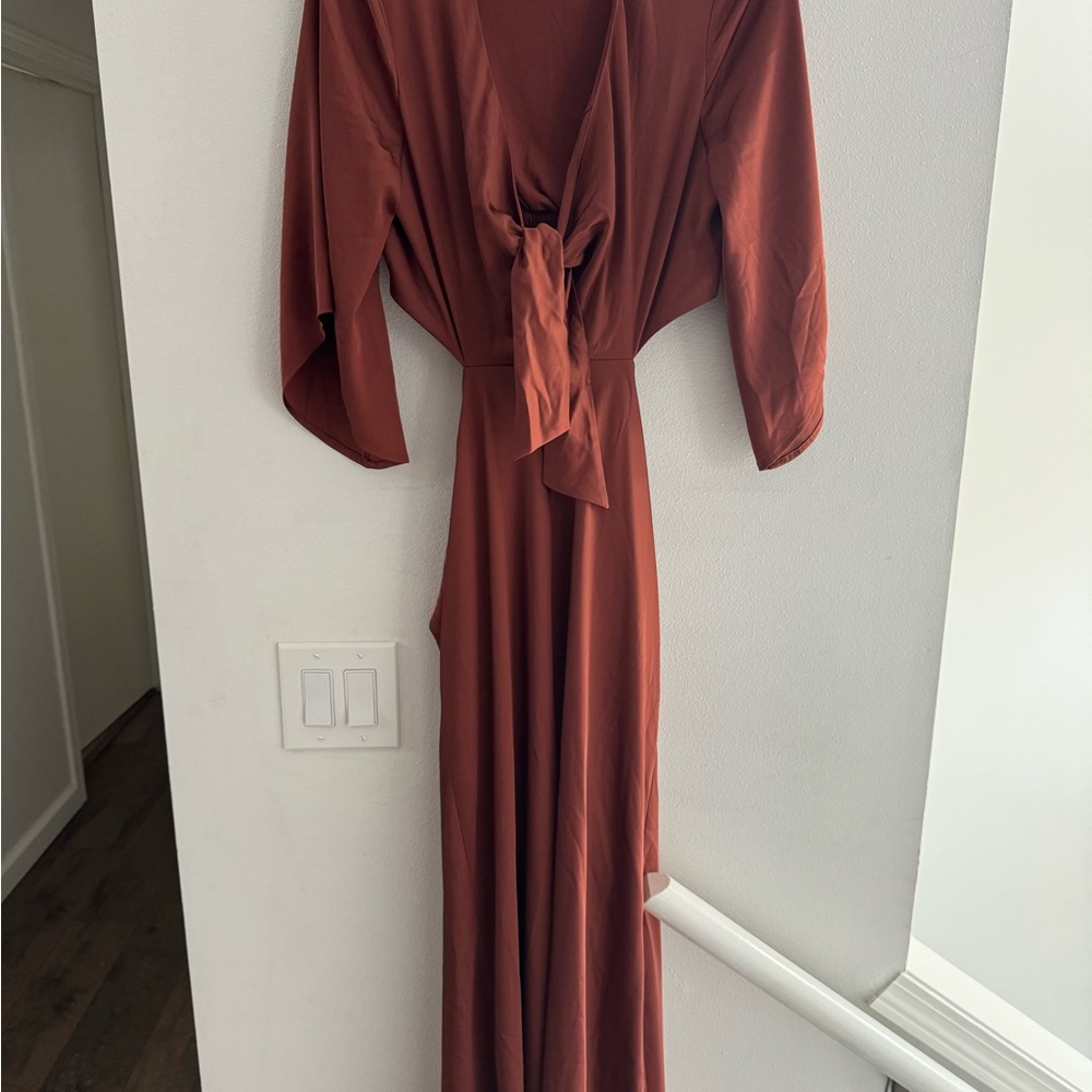 Express Rust Maxi Dress with Tie Front